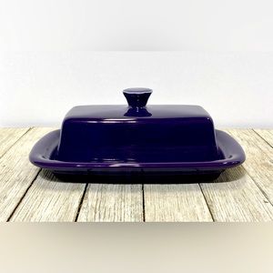 Beautiful large dark plum/purple glass Fiestaware covered butter dish